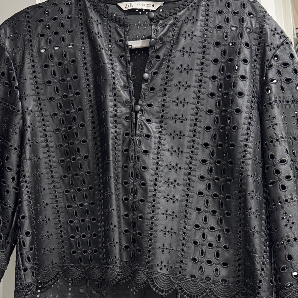 Zara Black Eyelet Lace Blouse